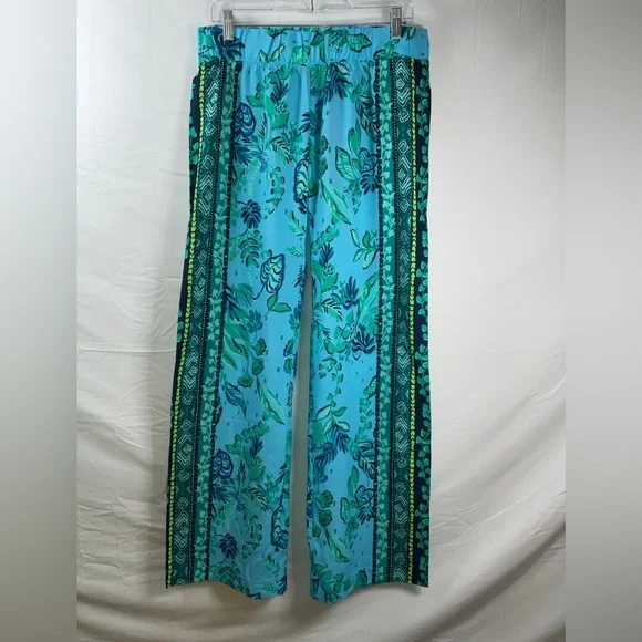 NWT Lilly Pulitzer Bal Harbour Palazzo Pants Plant One On You Size Medium 32x33 - Picture 2 of 8